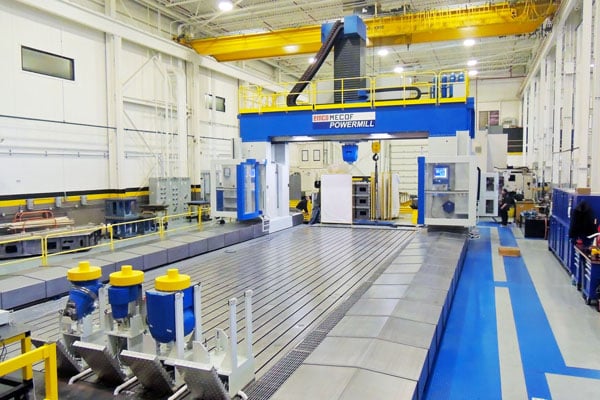 The Emco MECOF Powermill, a large 5-axis vertical CNC machining center for large aerospace flight hardware and tooling