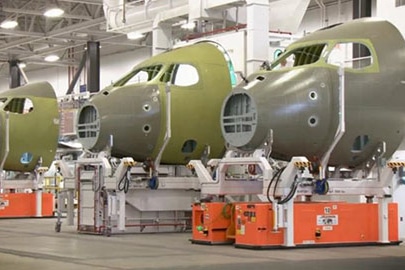 Automated material handling systems for aircraft cockpit fuselages