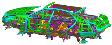 CAD design for an automotive exterior vehicle buck