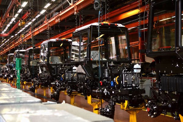 An assembly line for tractor manufacturing