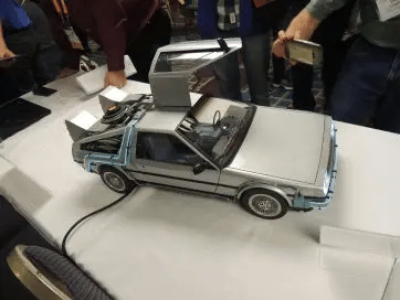 A 3D-printed DeLorean modeled after the car from "Back to the Future"