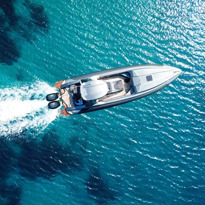A luxury boat on bright blue water