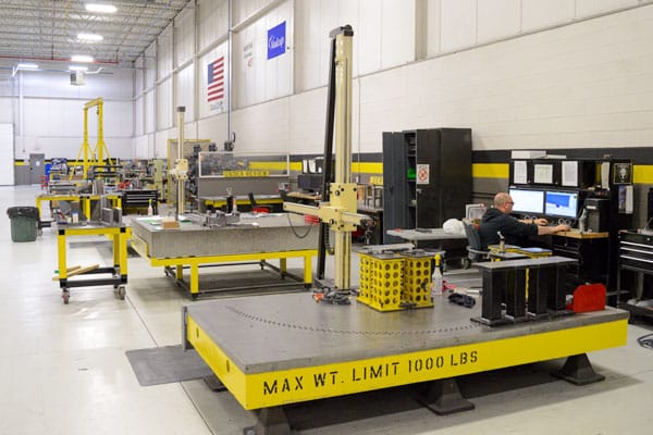 The CMM and 3D scanner inspection area in Plant 4 at Baker Industries, where large aerospace tooling, machined parts, and flight hardware are inspected